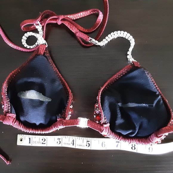 COMPETITION BIKINI SUIT USED "Red Cranberry" - Picture 4 of 8